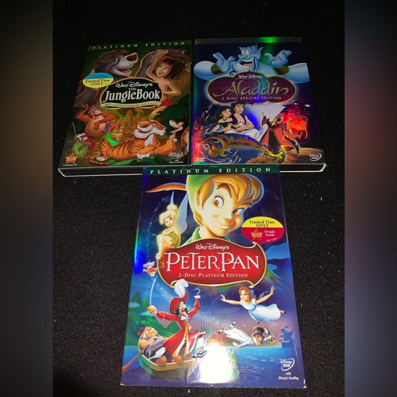 Disney Platinum Edition DVDs, lot of 3 : Jungle Book, Aladdin, Peter Pan - Picture 1 of 8